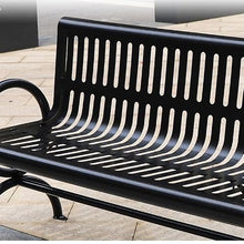 DorkTees Outdoor Patio Bench Wrought Iron Park Chair Double Black Metal Outdoor Long Backrest Community Square Welded Seat with(180 x 61 x 83 cm)