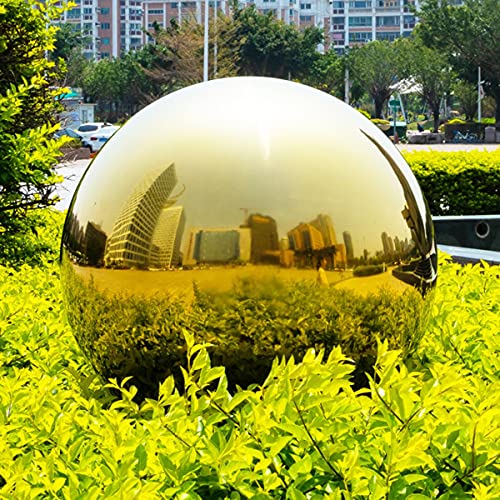 VRFTGHYJU Gold Mirror Gazing Ball - Reflective Hollow Floating Ornament, Garden & Home Decorative Sphere, Elegant Garden Ornament for Indoor Outdoor Use(200mm)