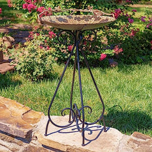 Zaer Ltd. Set of 3 Aged Copper Finish Parisian Birdbaths with Leaves and Butterflies or Birds on Edge (Set/3 with Birds)