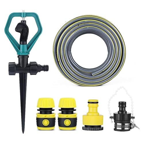 Automatic Lawn Water Sprinkler 360 Rotating Sprinkler Lawn Sprinkler with Hose, Garden Water Sprinklers Round Spray Sprinkler Automatic 360 Rotating Lawn Irrigation System wyqdp240312(Color:,Size:30M)