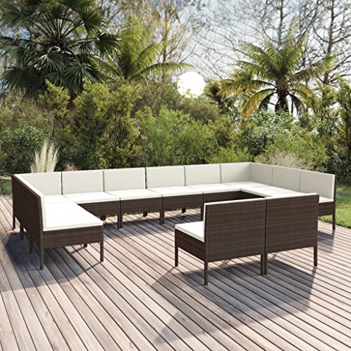 QINXIXINAIXI Garden Lounge Set Black Pe Rattan Large Modular Outdoor Sectional Sets Furniture Patio
