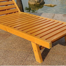 EESHHA Outdoor Lounge Chairs, Solid Wood Adjustable Reclining Bed, Outdoor Open-air Leisure Waterproof Solid Wood Chairs with Wheels for Garden Balcony Swimming Pool Beach Recliner Type C