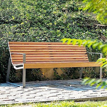 YHdtUO Garden Benches Outdoor Bench Chairs, Park Benches with Backrest and Armrests, Classic Steel Frame Solid Wood Bench Leisure Chairs for Patio Backyard Gardens P,Galvanized Steel-200 * 54 * 78CM