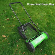Hand Push Reel Mower, Manual Lawn Mower with Collection Bag, 4 Position Height Adjustment, Lightweight Walk-Behind Lawn Sweeper,12inch, Green