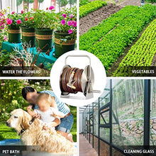 Hose Reel Cart Garden Hose Reels for Outside Heavy Duty Hose Reel Cart Set, Household Stainless Steel Hosemobile, Sturdy Gardening Pipe Storage Rack, for Outside Garden Yard (Silver Hose Reel+30m Pipe