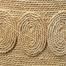 Home Square Oval Corn Straw Rope Glass Side Table in Off White - Set of 2