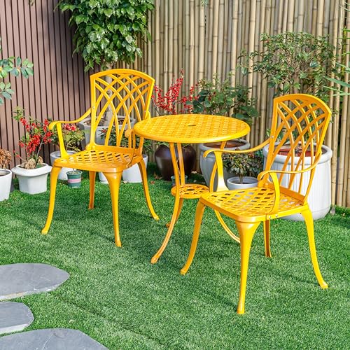 Hi-Line Gift Ltd. Sunny Retreat- Yellow Cast Aluminium Bistro Set