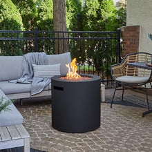 Real Flame Aegean 24" Round Propane Gas Fire Pit Table with Hidden Tank, 50,000 BTU, Powder-Coated Steel, Push-Button Ignition, Lava Rock, Storage Cover, Stainless Steel Burner with Lid - Black