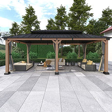 MONDAWE Cedar Wood Gazebo 12x20Ft Hardtop Pavilion with Netting