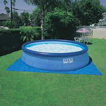 Intex Inflatable Easy Set Above Ground Round Swimming Pool Outdoor Pool Set for Backyards with 15' Round Cover, Ladder, and Filter Pump, Blue