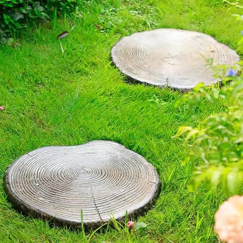 Elitix Stepping Garden Stone Log Effect Step Resin Stone 1/2 / 3/4 / 5 Pcs, Garden Stepping Stone for Yard Lawn Pathway Pavers, Round Decorative Stone for Path Ornaments(Color:51cm,Size:2 pcs)