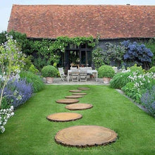 Wooden Garden Pathway, Round Garden Stepping Stones, Pack of 4, Outdoor Decorative Path Stones, Round Pavers for Landscaping and Path Creation