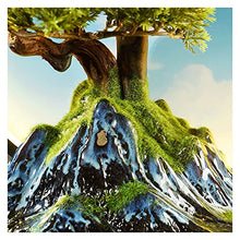 Fake Plants 17 Inches Artificial Bonsai Tree,LED Warm Light Ring Faux Ornaments,Fake Tree for Decoration Desktop Display（with Cleaning Brush） Bonsai Tree (Color : 1)