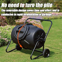 Outdoor Garden Compost Bin, 190L Movable Rotating Compost Barrel, Tumbling Mixer Composter, Easy Assembling, Perfect for Garden Yard Leaves and Kitchen Waste