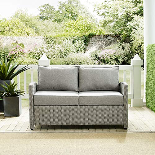 Grey Wicker Loveseat Traditional Removable Cushions