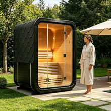 TaTalife 2 Person Red Cedar Cube Sauna, Outdoor Spa with TOULE Stove