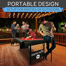 SereneLife 6-Ft Folding Pool Table - Portable Billiard Table - Includes 2X Cue Sticks, Full Set of Balls, Chalk, Brush - Foldable Pool Table for Kids and Adults (Red)