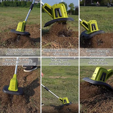 Portable Soil Tiller Rotavator, for 20v Max Battery,Electric Powerful Soil Cultivator for Lawn,25cm Working Width, 22cm Tilling Depth, Weed Removal, for Garden, Vegetable