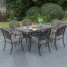 Gardenised Bronze Indoor and Outdoor Dining Set with 6 Chairs and 1 Table, Bistro Patio Cast Aluminum