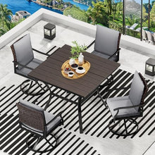 LEVELEVE Outdoor Patio Dining Set with Swivel Chairs and Square Table, All-Weather Metal Bistro Furniture for Lawn, Garden, Deck, Backyard and Porch