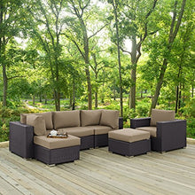 Modern Contemporary Urban Design Outdoor Patio Balcony Six PCS Sectional Sofa Set, Brown, Rattan