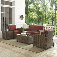 Crosley Furniture Bradenton 5-Piece Outdoor Loveseat Patio Furniture Set Brown with Sangria Cushions