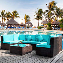 Outdoor Patio Furniture Set Garden Furniture Set PE Rattan Combination Garden Furniture Corner Sofa Set Outdoor Conversation Terrace Furniture Suitable for Garden Pool Balcony Furniture Fashi (B)