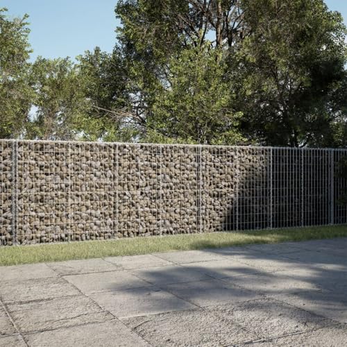 KKgypkn Gabion Basket with Cover 374"x39.4"x39.4" Galvanized Iron