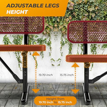 OUTTANS Heavy-Duty Outdoor Metal Bench (6 Ft - Portable with Back, Red)