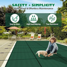Lynkron Pool Safety Cover for Inground Pools, Heavy-Duty Winter Pool Cover, Rectangle Mesh/Solid Swimming Pool Covers, Triple Stitched for High Strength & UV Protection，Green