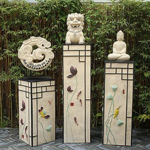 ARCVOX Home Garden Pedestal Stand Lotus Pattern, Synthetic Resin Asian Temple Pillar, Doorway Porch Plant Stand, Traditional Pillar Sculpture Statue (Color : Lotus, Size : Size XL)