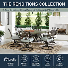 Hanover Renditions 7 Piece Outdoor Dining Set with 60" Round Table and Swivel Chairs Mist