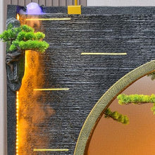 CHYIFSHIY Elegant Zen Landscape Waterfall Fountain with LED Lighting and Artificial Greenery – Indoor and Outdoor Feng Shui Water Feature for Home and Garden Décor(#2713+2715+2719+2713)