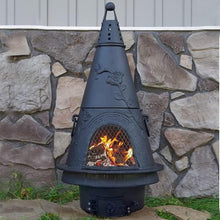 The Blue Rooster Garden Cast Aluminum Chiminea in Charcoal 44" Outdoor Fireplace with Ash Access Door
