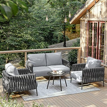 EAST OAK Life Chatter 4-Piece Patio Furniture Set Earth Black & Misty Grey