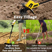 Vdniduir Electric Garden Tiller, Cordless Cultivator,Soil Rototiller, 10.5cm Width/25cm Depth,for Small Farms, Gardens