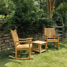 TITAN GREAT OUTDOORS Ash & Ember Cascade Grade A Teak Rocking Chair, Weather Resistant Premium Wood Outdoor Furniture Rocking Chair with Intricate Back Support, Armrests, Sloped Runners