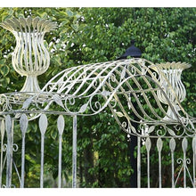 Outdoor Arch Trellis with Arched Bench, Wrought Iron Stand, Garden Decor for Courtyards, Villas, and Homes(A)