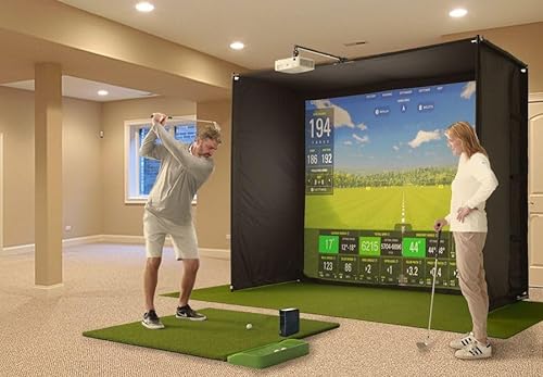 SkyTrak Golf Simulator Studio Pro Package with Metal Protective Case, Enclosure, Software, Hitting Mat, Projector, Ball Tray - Studio 12-12