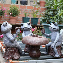 SAeWare 4PCS Garden Ornament Table and 3 Frogs Playing,Micro Landscape Decor Hope Enjoy Peace DIY Crafts