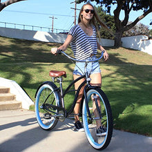 sixthreezero Women's Single Speed Beach Cruiser Bicycle Breathe Blue w/ Brown Seat/Grips