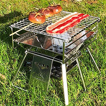Barbecue Grill Mini Foldable Stainless Steel Portable Barbecue Grill Rack for Outdoor Activities Camp Cooking Supplies (D 7.87"x7.68"x2.95")