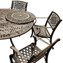 Oakland Living Ornate Traditional Outdoor Mesh Lattice Aluminum 59 inch Bronze Round Dining Set with Lazy Susan and Six Chairs