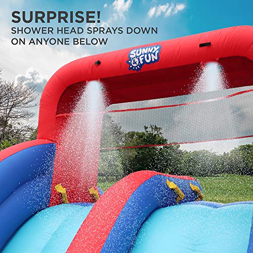 SUNNY & FUN Dual Splash Inflatable Water Racing Slide Park Blue/Red