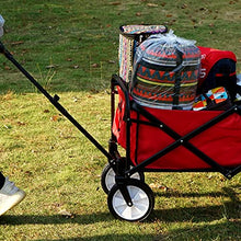 WAFEOGK Portable Utility Wagon Home Garden Cart with Storage Basket Folding Camping Outdoor 4 Wheels Beach Trolley