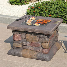 Wood Burning Fire Pit, Outdoor Fire Pits Table, w/Spark Screen Cooking Grate Poker, Patio Bonfire BBQ Grill Firepit Bowl