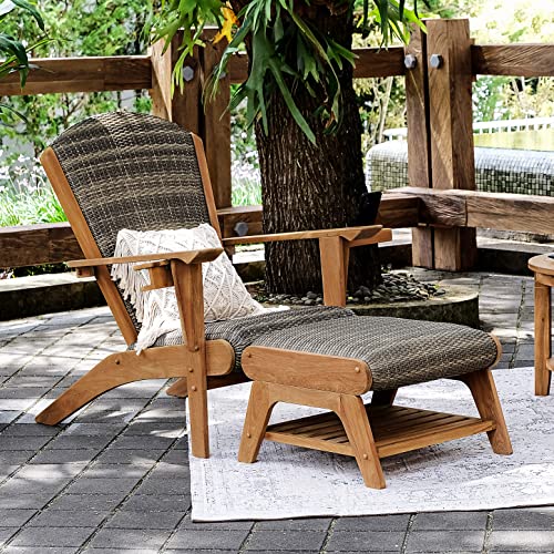 Cambridge Casual Auburn Teak Wood 2-Piece Padded Upholstered Patio Conversation Set