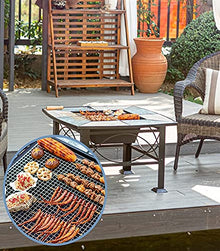Fire Pits Outdoor Large Square Outdoor Fire Pit, Garden Party BBQ Cooking Fire Pit Barbecue Stove Stool Kit, New Home Gift