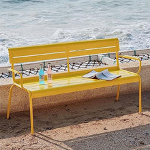 Park Patio Seat Outdoor Patio Bench 2 Seater Rustproof Aluminum Alloy Bench with Backrest, Outdoor Leisure Chair for Balcony, Garden, Terrace, Backyard,