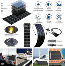 KZZAAO Flexible Solar Panel Charger Flex Up to 30°,Ultra Thin Lightweight Solar Panel 23.8% High Efficiency IP67 Waterproof for Marine
